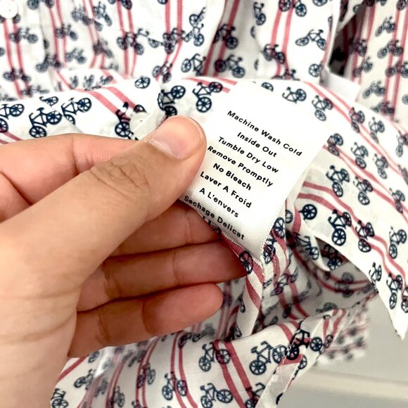 NWT Frank & Eileen Grayson The Hero Button Down Bicycle Print Shirt Size 1 - Picture 6 of 7